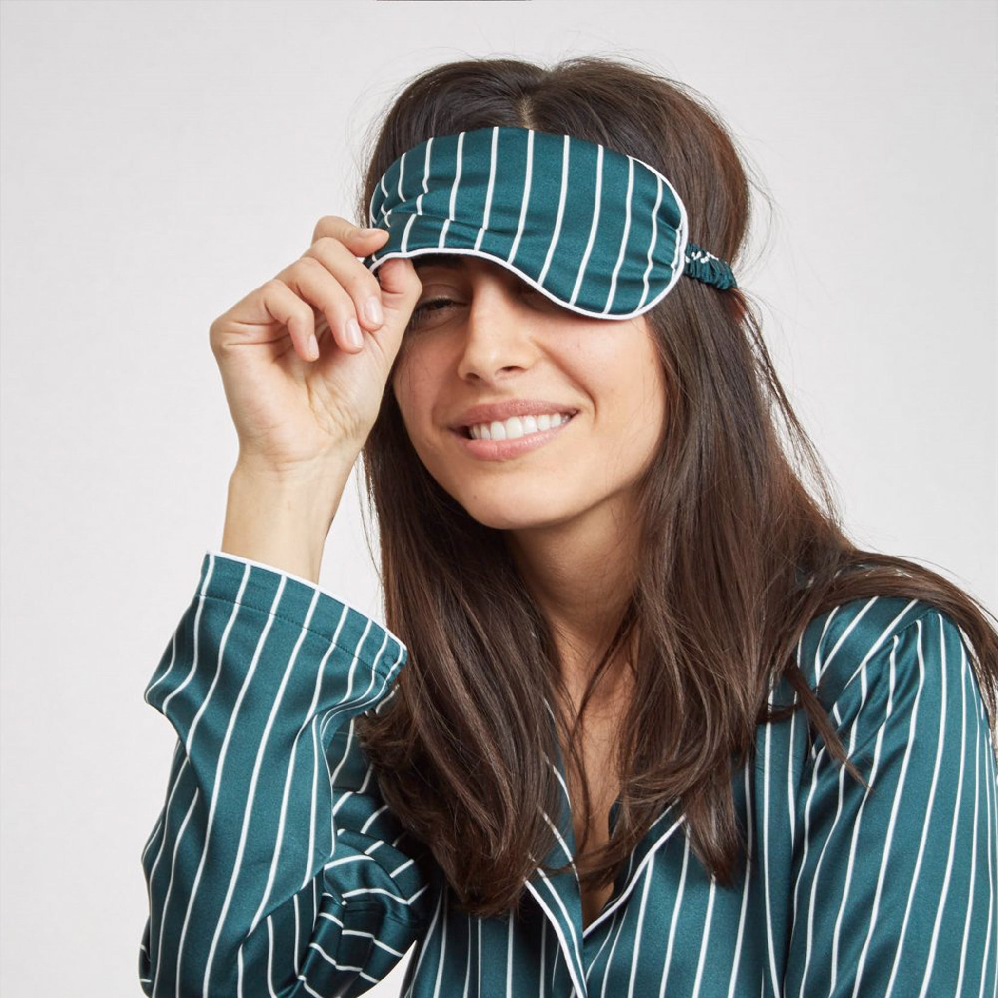 Silk Sleep Mask Striped Green