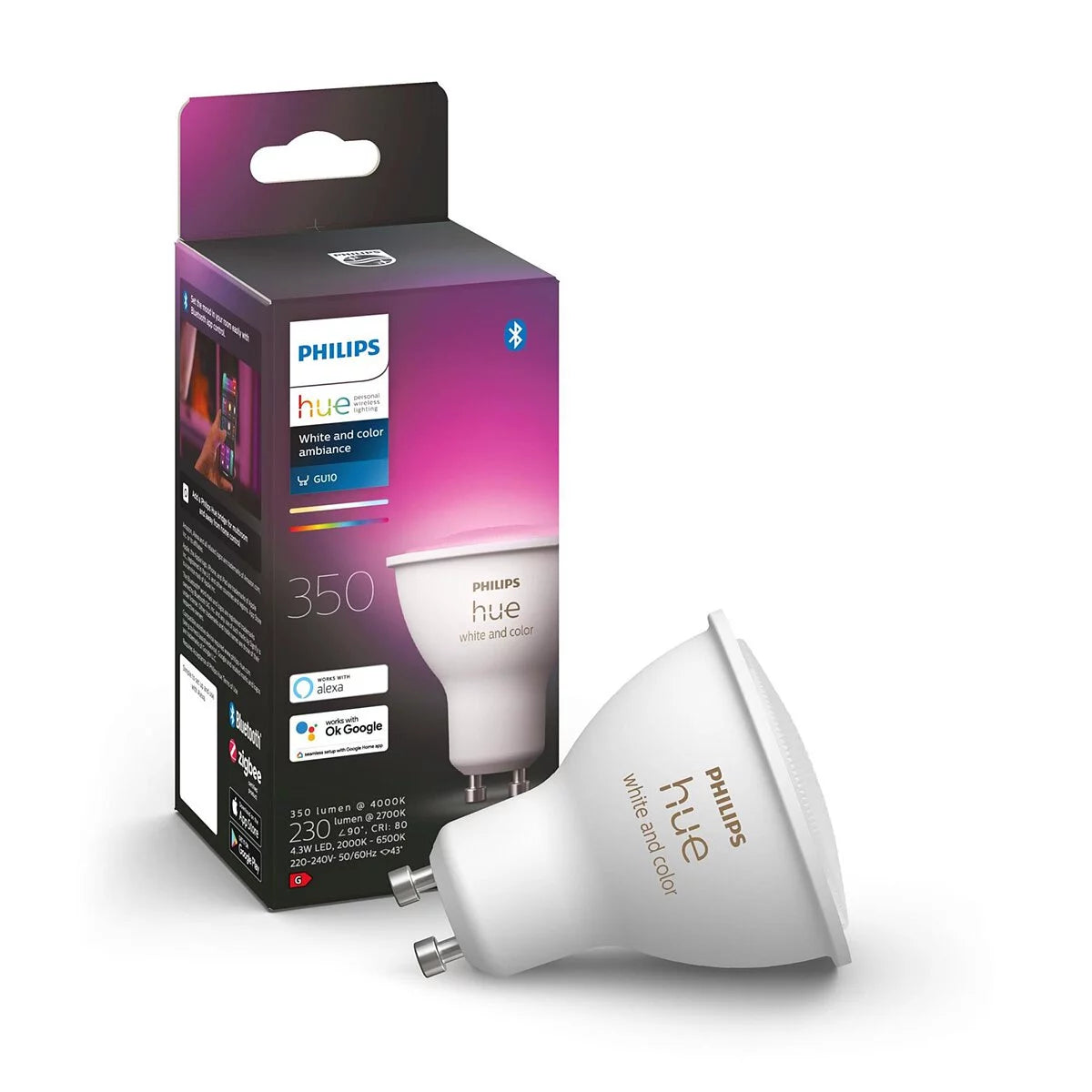 Philips Hue GU10 Bulb with Bluetooth (White and Color Ambiance)