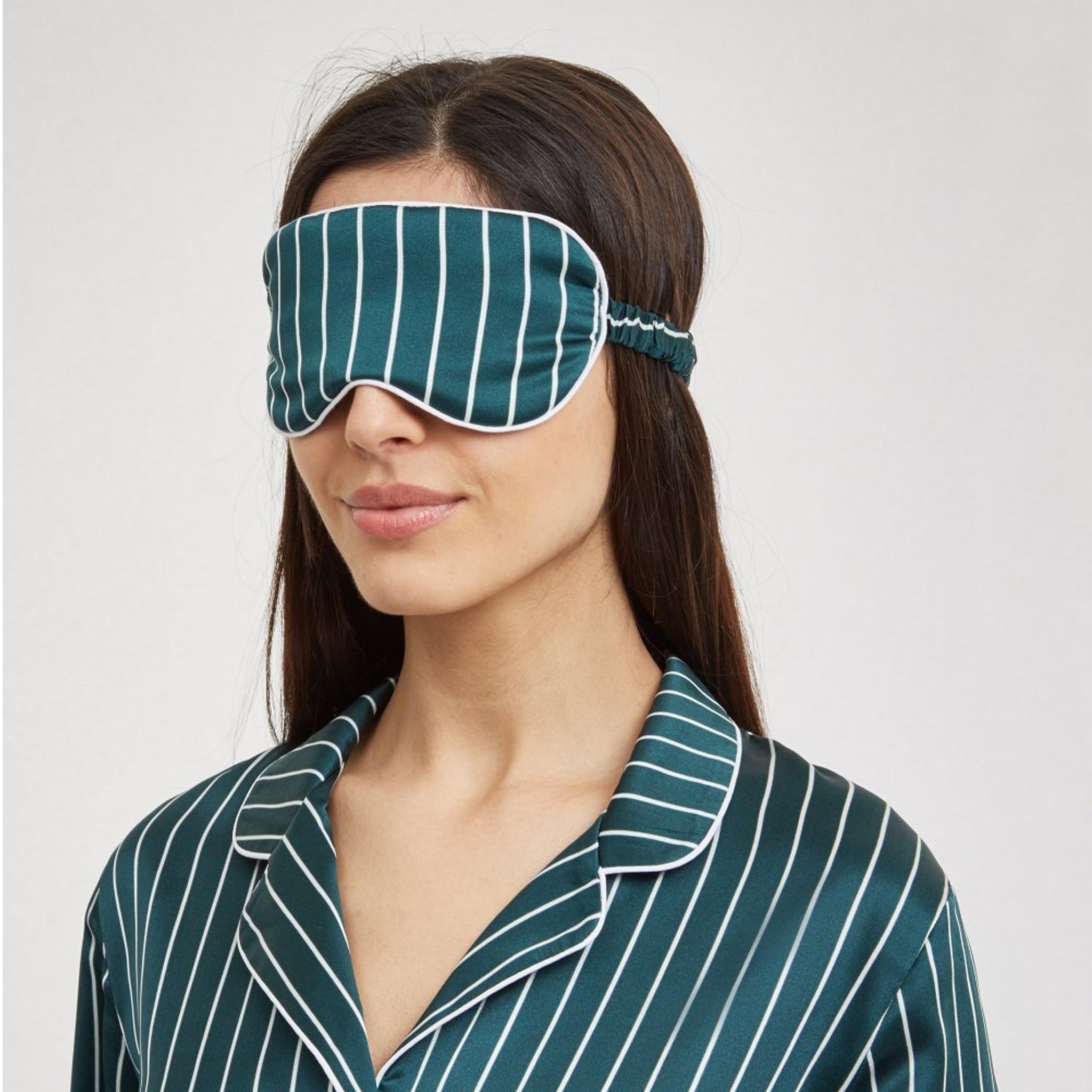 Silk Sleep Mask Striped Green